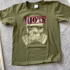 Riots band t- shirt. China tour back print. Medium, olive green